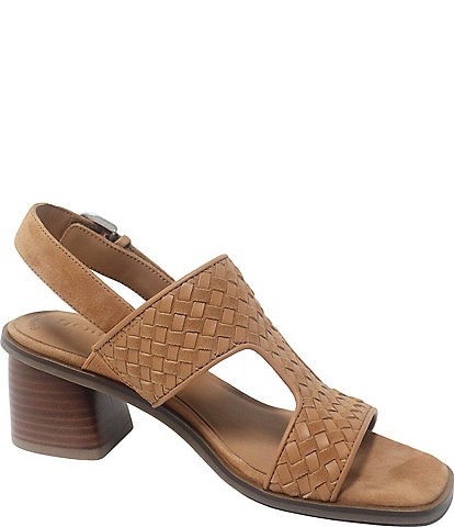 Gentle Souls Manda Woven Leather Block Heel Sandals