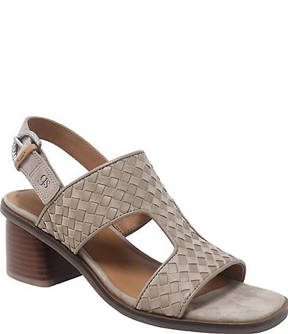  Manda Woven Leather Block Heel Sandals