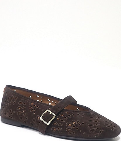 Gentle Souls Wini Laser Cut Out Suede Mary Jane Flats