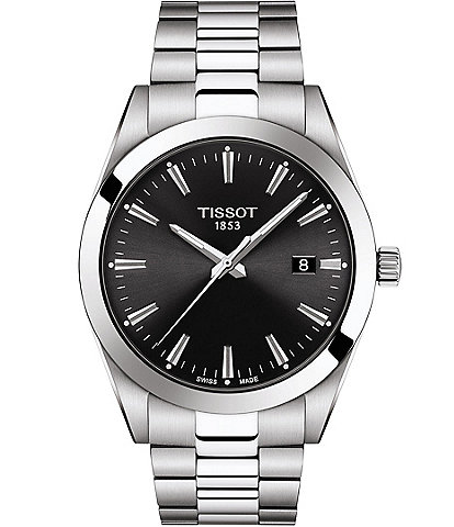 Tissot Gentleman Black Dial Stainless Steel Bracelet Watch