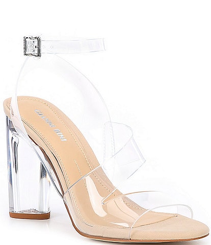 Gianni Bini Ahrley Clear Vinyl Ankle Strap Strappy Sandals