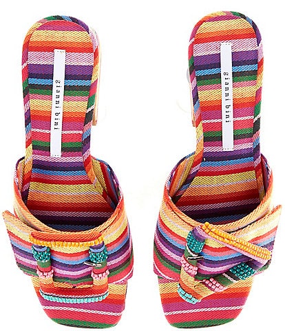 Gianni Bini Anders Two Mismatched Beaded Buckle Platform Slide Sandals