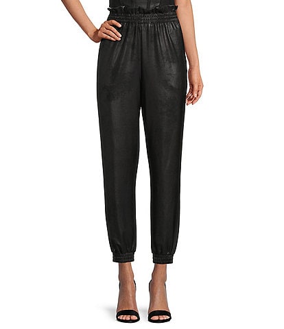 Gianni Bini Annabeth Luxe Coated Paperbag Waist Coordinating Joggers