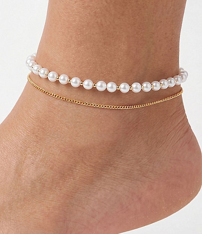 Gianni Bini Aphrodite Double Chain Pearl Anklet