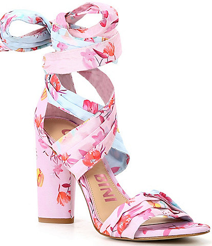 Gianni Bini Astraahh Floral Print Ankle Wrap Sandals
