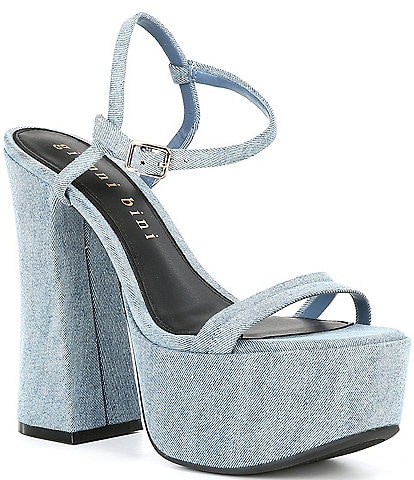 Gianni Bini Babel Denim Strappy Platform Dress Sandals