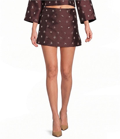 Gianni Bini Bead Embroidered Coordinating A-Line Mini Skirt