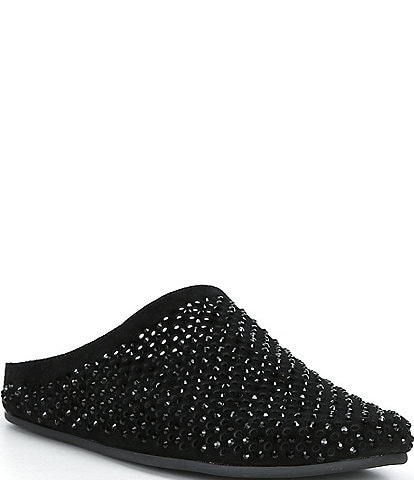Gianni Bini Beal Suede Perforated Rhinestone Embellished Clogs