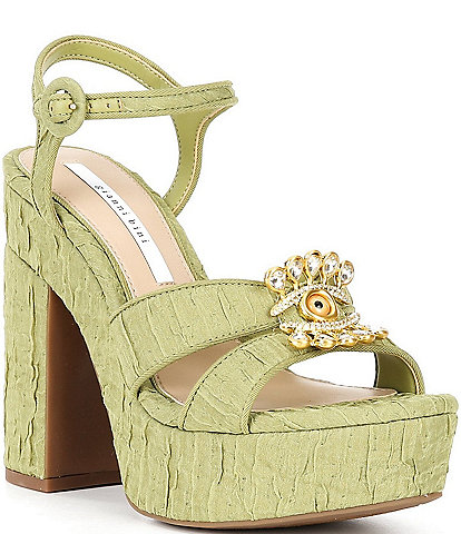 Gianni Bini Beaux Textured Whimsical Mismatch Ornament Platform Dress Sandals