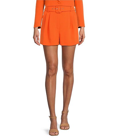 Gianni Bini Bella High Rise Crepe Suiting Belted Coordinating Shorts