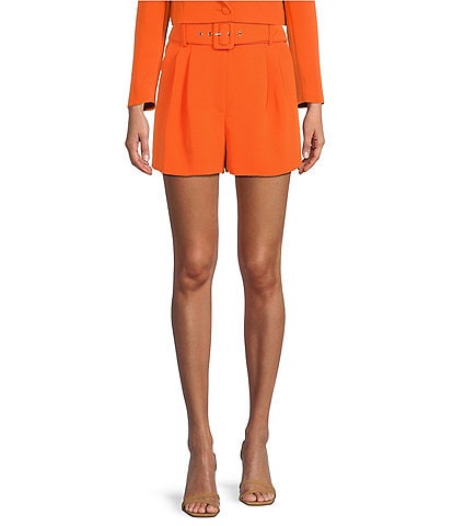Gianni Bini Bella High Rise Crepe Suiting Belted Coordinating Shorts