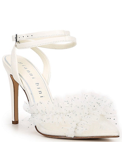 Gianni Bini Bridal Collection Mays Ruffle Rhinestone Ankle Strap Pumps
