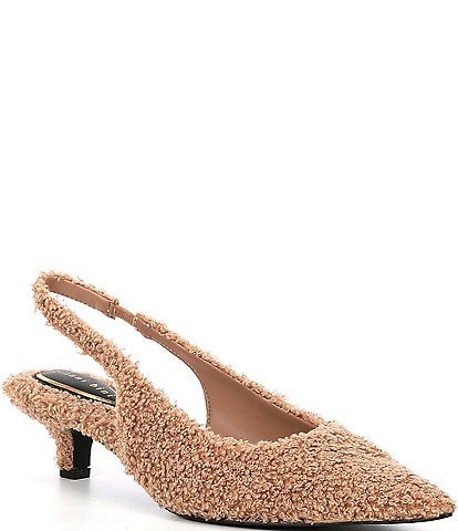 Gianni Bini Britnie Faux Shearling Kitten Heel Slingback Pumps