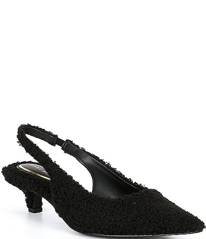 Gianni Bini Britnie Faux Shearling Kitten Heel Slingback Pumps