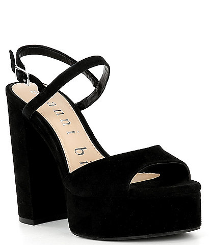 Gianni Bini Calvan Suede Platform Block Heel Sandals