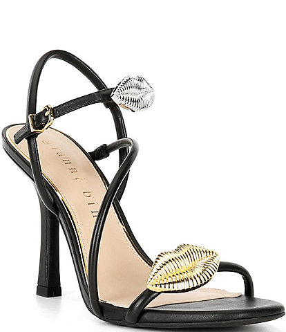 Gianni Bini Carletta Leather Lip Ornamented Dress Sandals