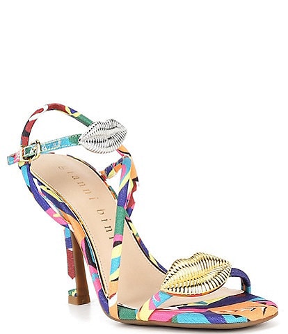 Gianni Bini Carletta Printed Lip Ornamented Dress Sandals