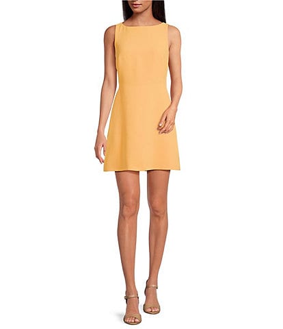Gianni Bini Charlotte Crepe Boat Neck Sleeveless A-Line Mini Dress