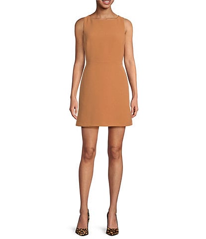 Gianni Bini Charlotte Crepe Boat Neck Sleeveless A-Line Mini Dress