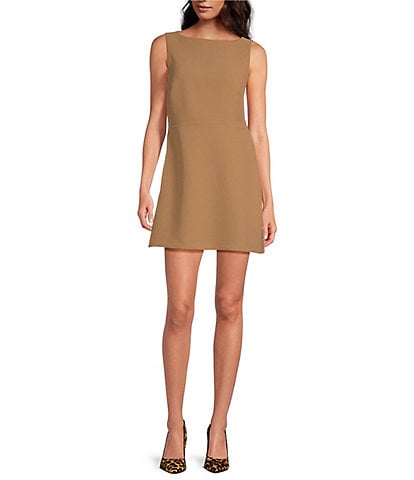 Gianni Bini Charlotte Crepe Boat Neck Sleeveless A-Line Mini Dress