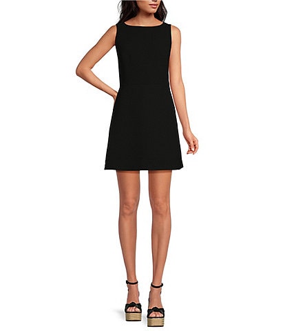 Gianni Bini Charlotte Crepe Boat Neck Sleeveless A-Line Mini Dress