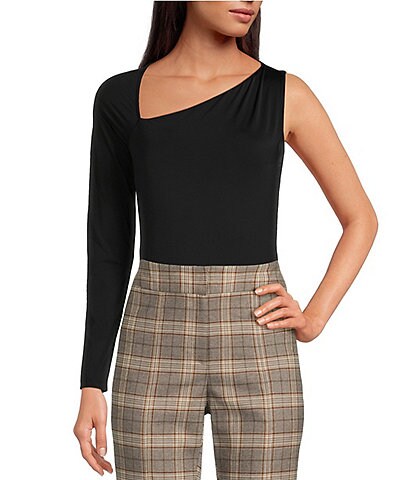 Gianni Bini Ciara Nylon Jersey Asymmetrical One Sleeve Bodysuit