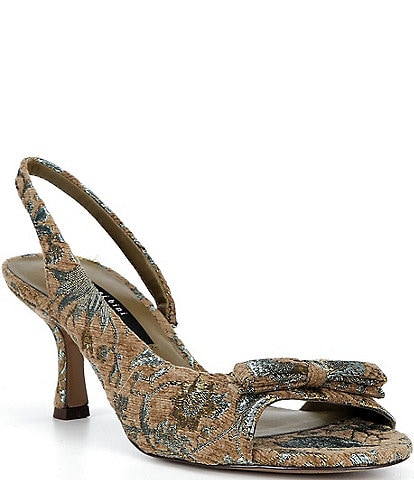 Gianni Bini Clancee Jacquard Mini Bow Slingback Dress Sandals