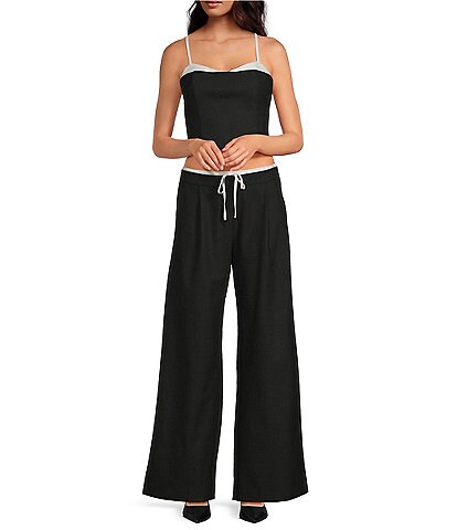 Gianni Bini Clara Boxer Drawstring Wide Leg Coordinating Pants