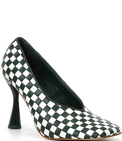 Gianni Bini Colton Checkered Exaggerated Square Toe Pumps