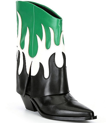 Gianni Bini Conley Flame Leather Western Foldover Boots