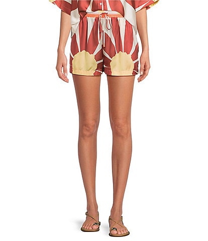Gianni Bini Coordinating Sarah Mid Rise Pull On Printed Satin Shorts