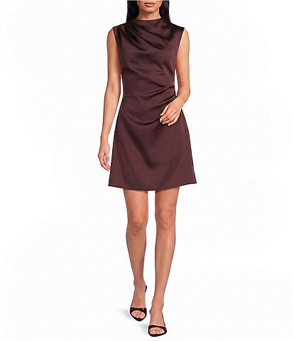Gianni Bini Cove Satin High Neck Sleeveless Mini Dress