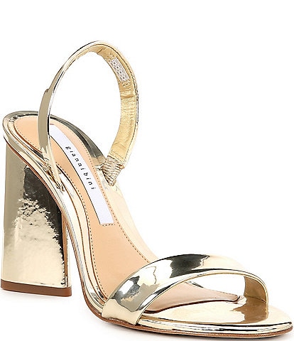 Gianni Bini Dansbie Mirror Metallic Slingback Block Heel Sandals