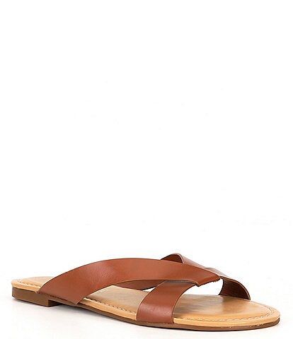Gianni Bini Datko Leather Flat Slide Sandals