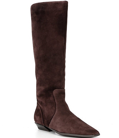 Deion Suede Square Toe Block Heel Tall Boots