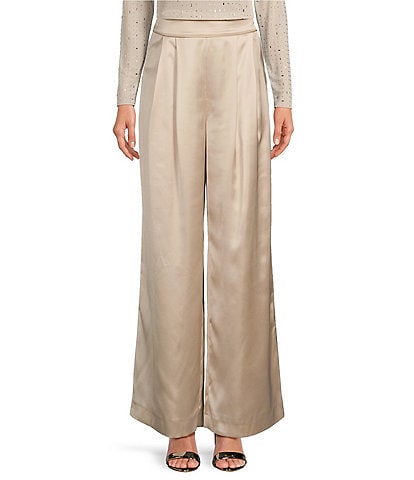 Gianni Bini Devon Wide Leg High Rise Satin Pant