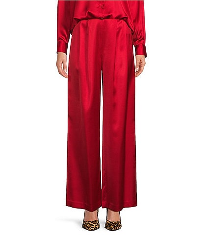 Gianni Bini Devon Wide Leg High Rise Satin Pants