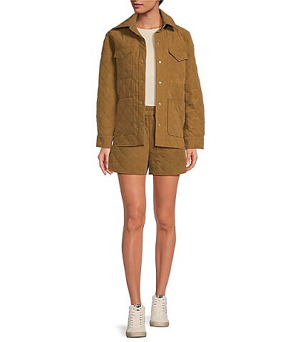 Gianni Bini Elvina Quilted Point Collar Long Sleeve Front Pocket Coordinating Jacket