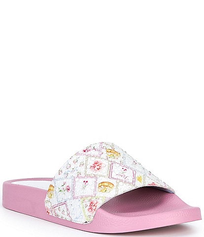 Gianni Bini Fyffer Two Printed Rhinestone Pool Slide Sandals