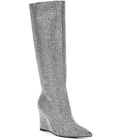 Gianni Bini GaborTwo Rhinestone Pointed Toe Tall Wedge Boots