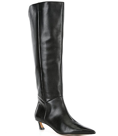 Kitten heel tall leather boots hotsell