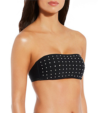 Gianni Bini Glitz Gem Embellished Detachable Strap Bandeau Swim Top