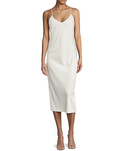 Gianni Bini Harper Satin V-Neck Sleeveless Slip Midi Dress