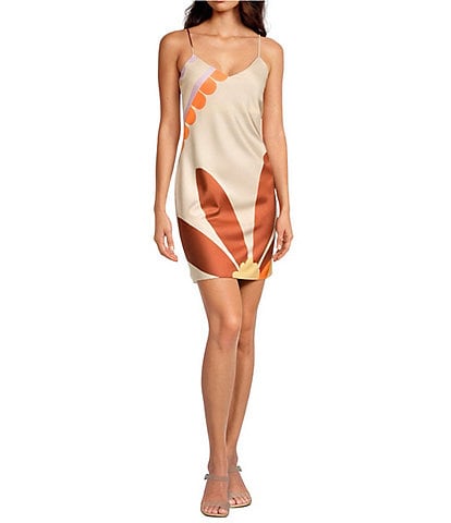 Gianni Bini Harper Satin V-Neck Sleeveless Slip Mini Dress