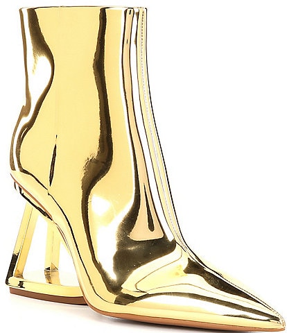 Gianni Bini Harrison Mirror Metallic Architectural Wedge Booties