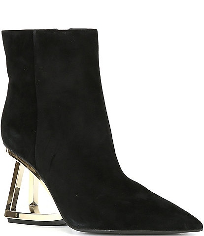 Gianni Bini Harrison Suede Architectural Wedge Booties