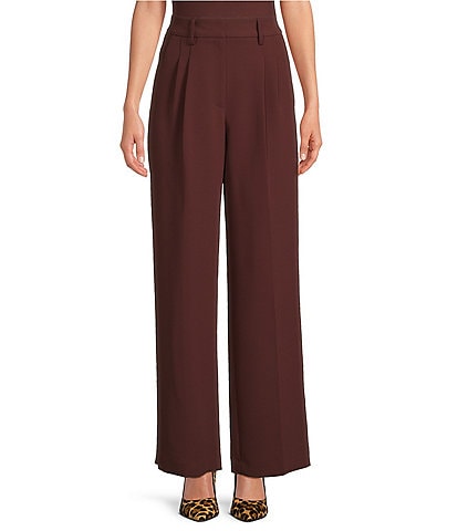 Gianni Bini Hartley Crepe Pleated Straight Wide Leg Coordinating Pants