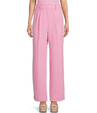 Pleated Slim Stretch Tailored Pant - Pink, Suit Pants