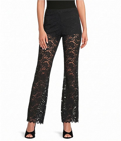 Gianni Bini High Rise Straight Leg Pull-On Lace Pants