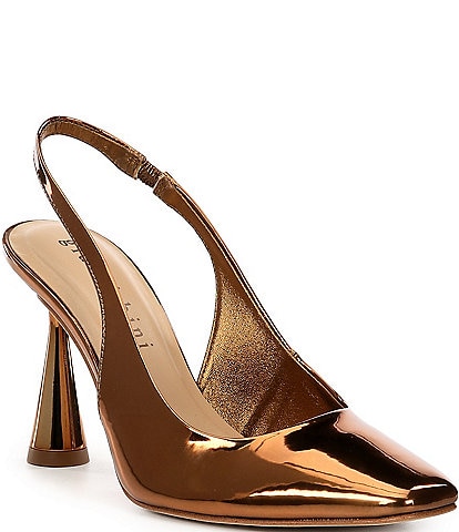 Gianni Bini Isla Mirror Metallic Square Toe Slingback Pumps